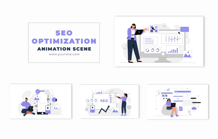 Vector Animated Scene for SEO Optimization and Analysis
